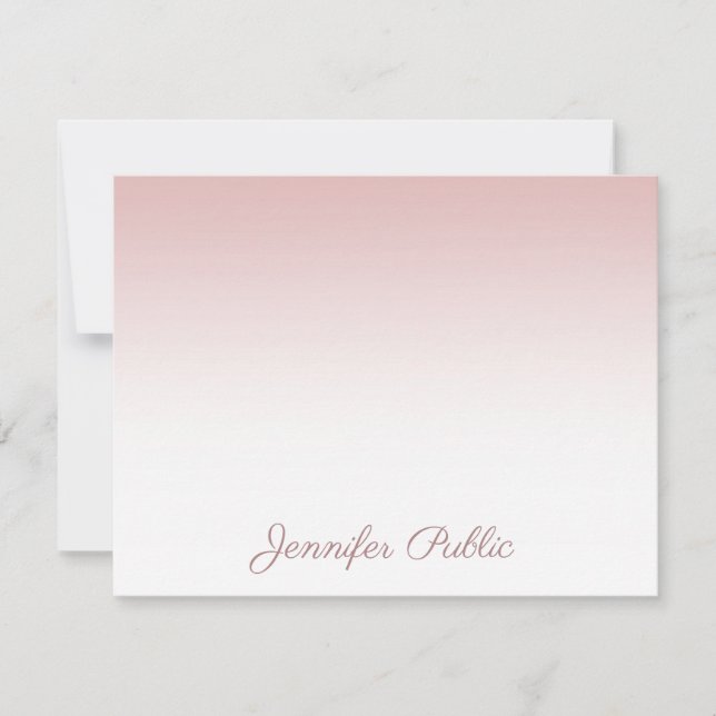 Rose Gold Handgeschriebener Skriptname Elegante Vo Mitteilungskarte (Vorderseite)