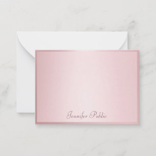 Rose Gold Handgeschriebenes Skript Elegante Vorlag Mitteilungskarte