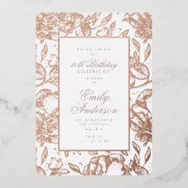 Rose Gold handgezogene Blüte Birthday Foil Invitat Folieneinladung