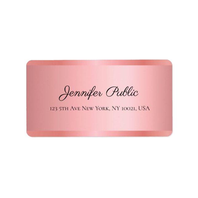 Rose Gold Handschrift Name Beruflich Elegant Adressaufkleber (Vorne)