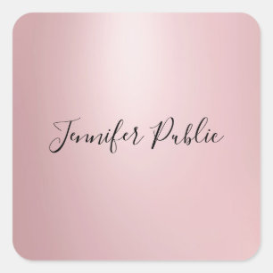 Rose Gold Handschrift-Skriptvorlage Modern Quadratischer Aufkleber