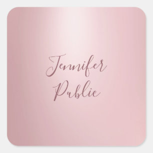 Rose Gold Handschrift Template Moderne Elegant Quadratischer Aufkleber