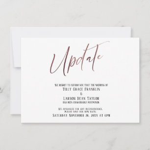 Rose Gold Handwriting - Hochzeitsupdate verschoben Einladung