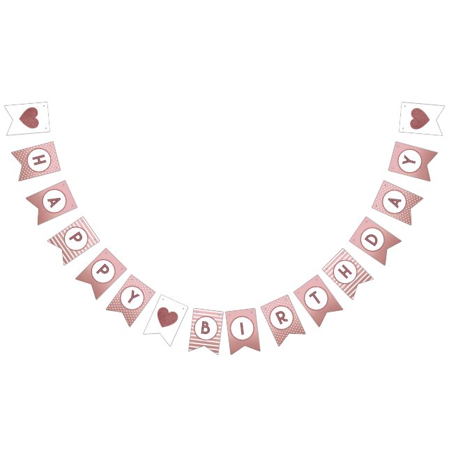 Rose Gold Happy Birthday Chic Girly Party Wimpelkette (Alle)