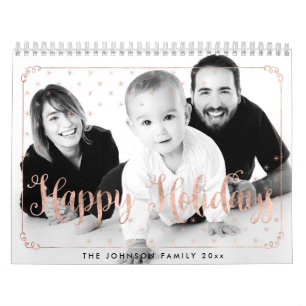 Rose Gold Happy Holidays Calendriers Photo