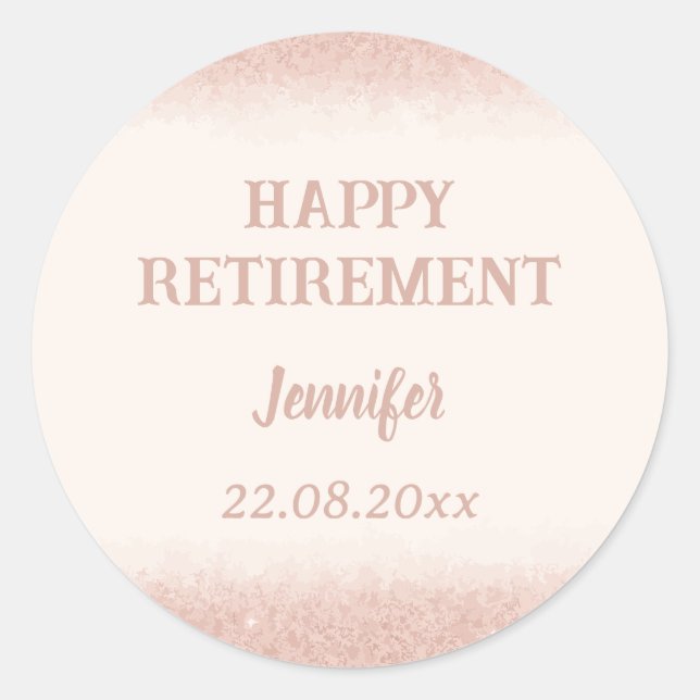 Rose Gold Happy Rente Runder Aufkleber (Vorderseite)