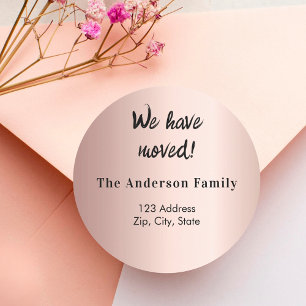 Rose Gold hat neue Adresse hinzugefügt Runder Aufkleber
