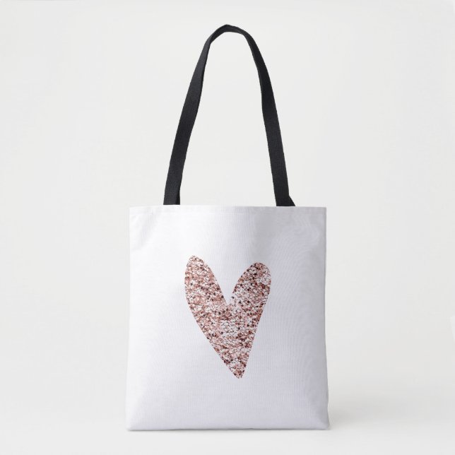 Rose Gold Heart Clipart Niedlich Heart Glitzer Des Tasche (Vorderseite)
