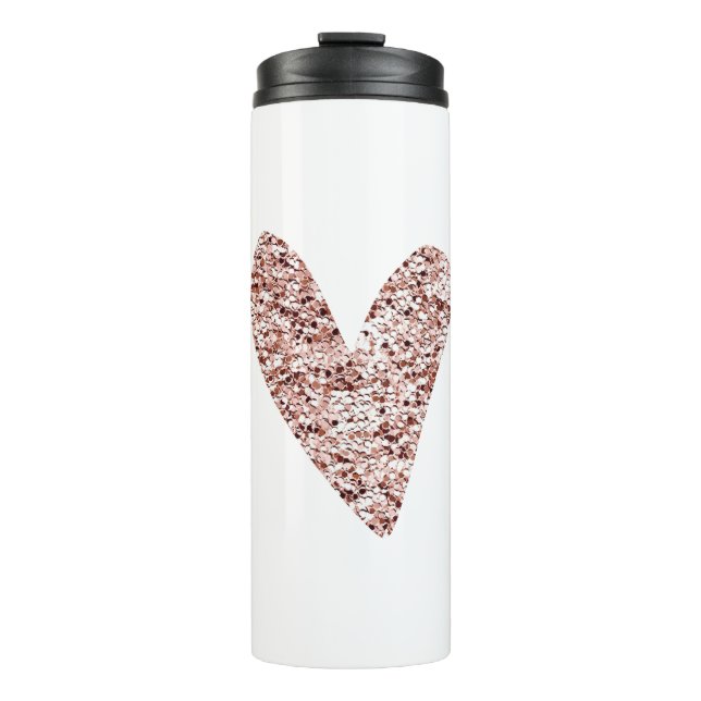 Rose Gold Heart Clipart Niedlich Heart Glitzer Des Thermosbecher (Vorderseite)