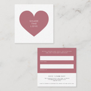 Rose Gold Heart Minimalistisch Aktie Liebe Busines Empfehlungskarte