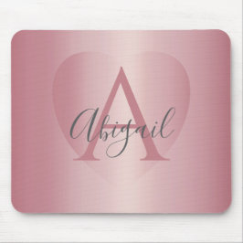 Rose Gold Heart Monogram Mousepad