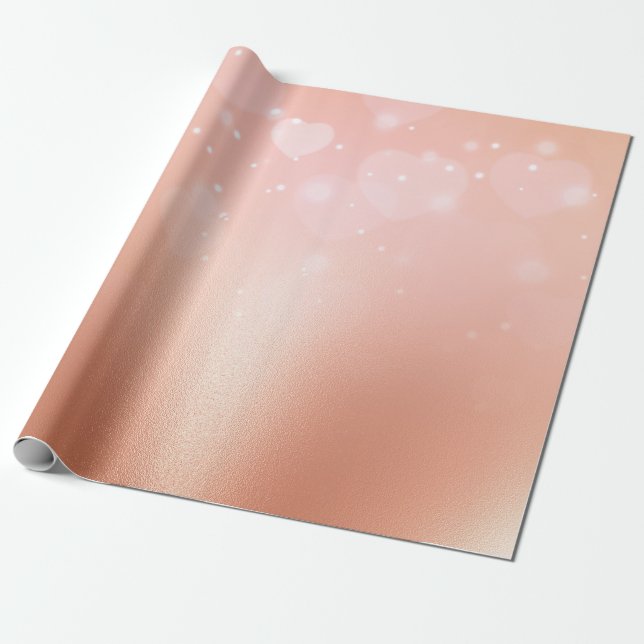 Rose Gold Hearts Geschenkpapier (Ungerollt)