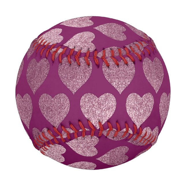 Rose Gold Hearts Glitzer Muster Baseball (Vorderseite)
