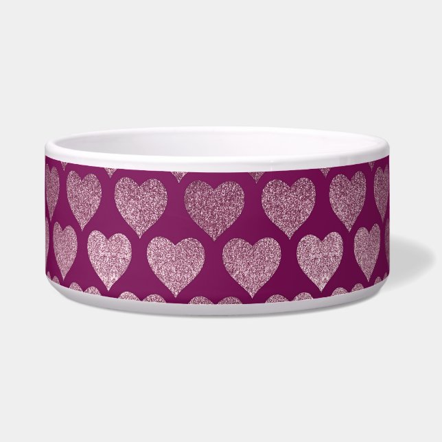 Rose Gold Hearts Glitzer Muster Napf (Vorderseite)