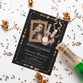 Rose Gold Heelse und Champagne Frauen zum Geburtst Einladung