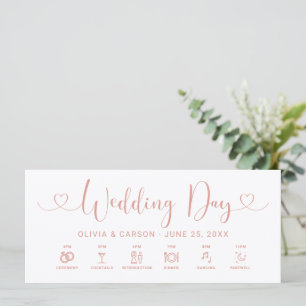 Rose Gold Herz-Schriftzug Hochzeits-Timeline-Karte