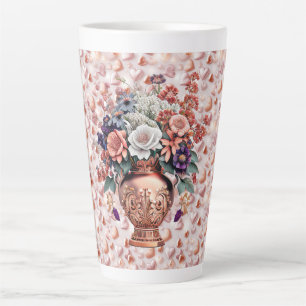 Rose Gold Herzen und Blume Große Latte Tasse