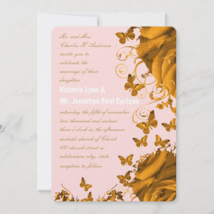 Rose Gold Herzen und Rosen Hochzeit Einladung