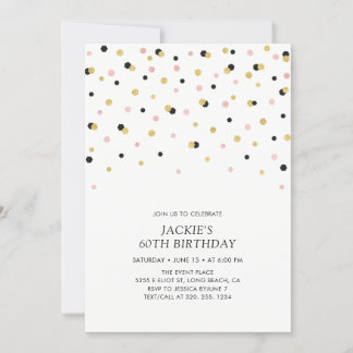 Rose Gold Hexagon Confetti Erwachsene Geburtstagsp Einladung