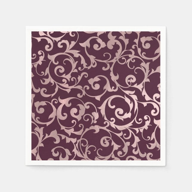 Rose Gold Himbeere Wine Moderne Kunst, Dichtung un Serviette (Vorderseite)