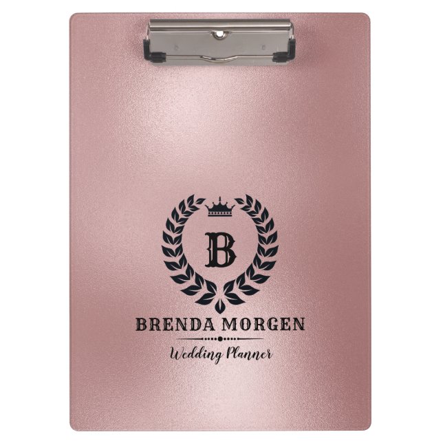 Rose-Gold-Hintergrund Laurel Wreath Klemmbrett (Vorderseite)