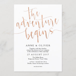 Rose Gold Hochzeit Einladung Das Abenteuer beginnt