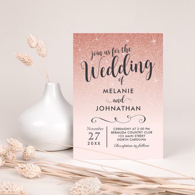 Rose Gold Hochzeit Einladung, Ombre Pink Einladung (Von Creator hochgeladen)