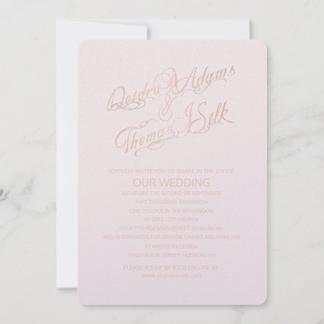 Rose Gold Hochzeit Einladungen (Rückseite)