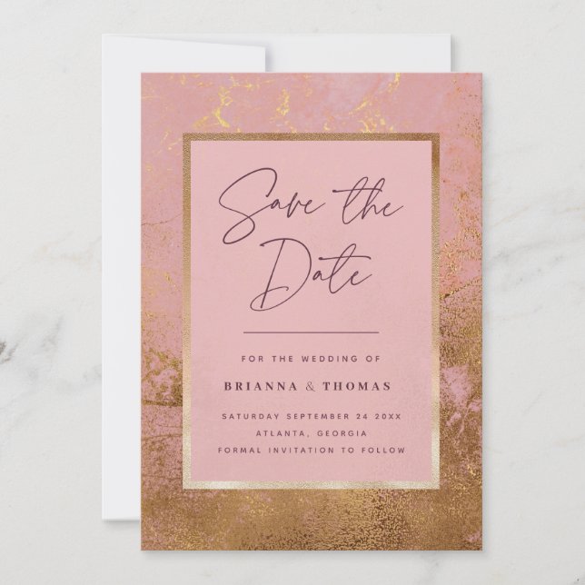 Rose Gold Hochzeit Sichern Sie das Datum Save The Date (Vorderseite)