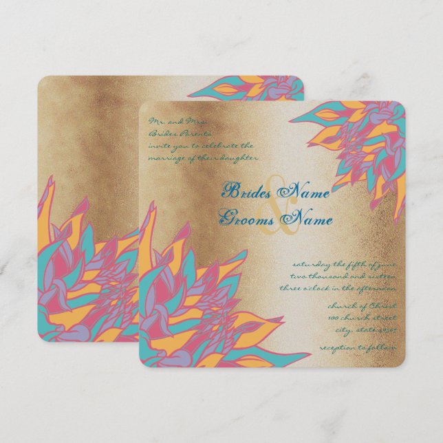 Rose Gold Hochzeitfarben Einladungen (Vorne/Hinten)