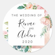 Rose Gold Hochzeitsaufkleber, rosa Blumengeschmack