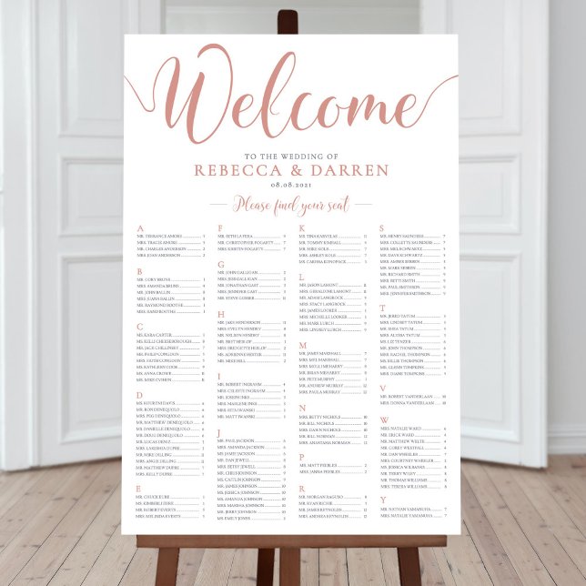 Rose Gold Hochzeitskarte Alphabetisch Poster (Von Creator hochgeladen)