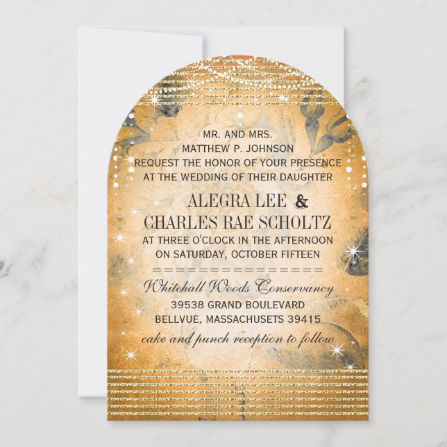 Rose Gold Hochzeitskarte unter den Sternen Einladung (Vorderseite)