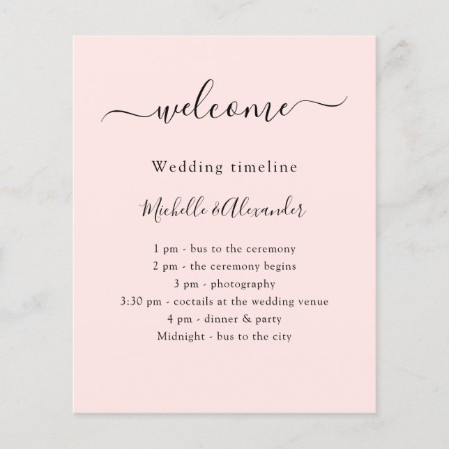Rose Gold Hochzeitsprogramm Begrüßung (Vorderseite)