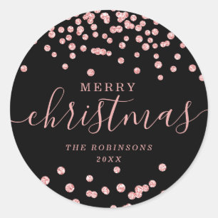 Rose Gold Holiday Weihnachten Glitzer Confetti Bla Runder Aufkleber