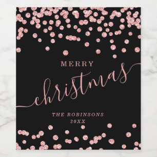 Rose Gold Holiday Weihnachten Glitzer Confetti Bla Weinetikett