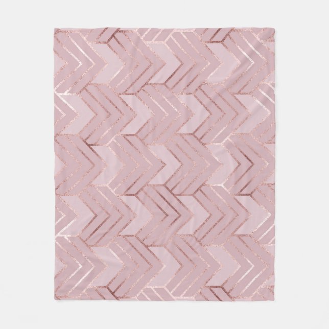 Rose Gold Hört Glitzer Muster. Fleecedecke (Vorderseite)