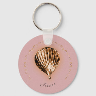 Rose Gold Hot Air Balloon with Name and Scrolls Schlüsselanhänger