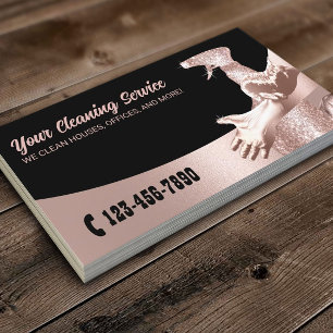Rose Gold House Cleaning Maid Service Modern Visitenkarte