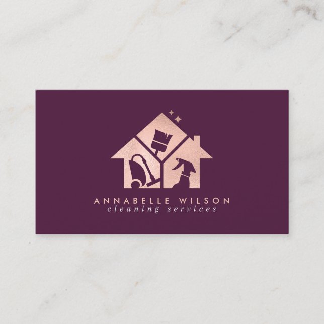 Rose Gold House Clearing Services Business Card Visitenkarte (Vorderseite)