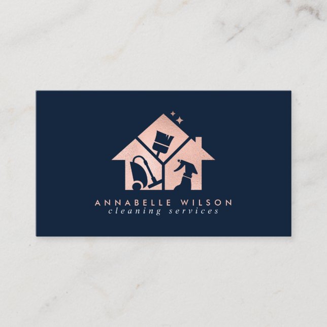Rose Gold House Clearing Services Business Card Visitenkarte (Vorderseite)