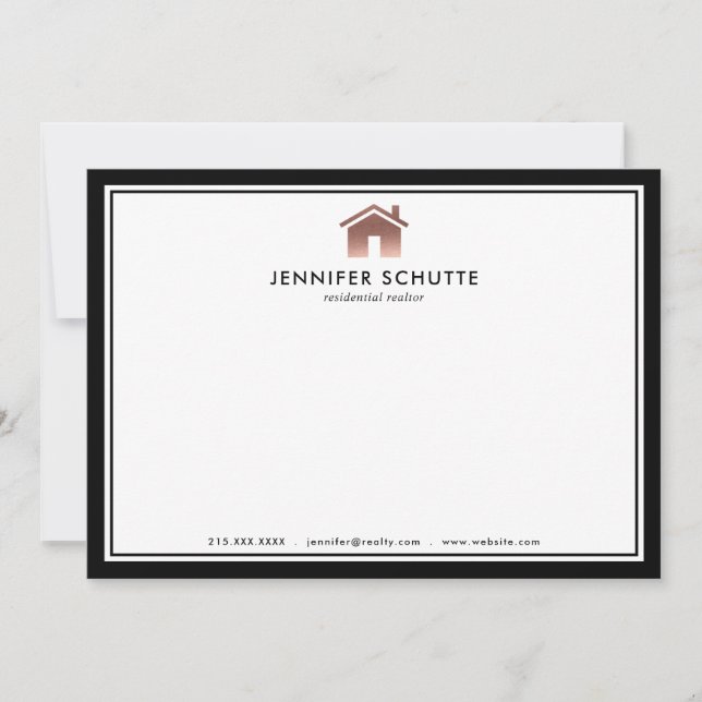 Rose Gold House Luxury Realty Personalisiert Flat Mitteilungskarte (Vorderseite)