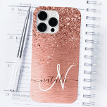 Rose Gold Hübsch Girl Silver Glitzer Funkelnd Case-Mate iPhone 14 Pro Max Hülle<br><div class="desc">Dieses schicke Gehäuse mit hübschem silberglänzenden Glitzer auf einer Rose mit goldgelb gebürstetem metallischem Hintergrund ist einfach zu personalisieren.</div>