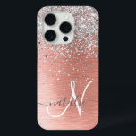 Rose Gold Hübsch Girl Silver Glitzer Funkelnd Case-Mate iPhone Hülle<br><div class="desc">Dieses schicke Gehäuse mit hübschem silberglänzenden Glitzer auf einer Rose mit goldgelb gebürstetem metallischem Hintergrund ist einfach zu personalisieren.</div>