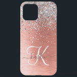 Rose Gold Hübsch Girl Silver Glitzer Funkelnd iPhone 12 Pro Max Hülle<br><div class="desc">Dieses schicke Gehäuse mit hübschem silberglänzenden Glitzer auf einer Rose mit goldgelb gebürstetem metallischem Hintergrund ist einfach zu personalisieren.</div>