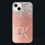 Rose Gold Hübsch Girl Silver Glitzer Funkelnd iPhone 14 Plus Hülle<br><div class="desc">Dieses schicke Gehäuse mit hübschem silberglänzenden Glitzer auf einer Rose mit goldgelb gebürstetem metallischem Hintergrund ist einfach zu personalisieren.</div>