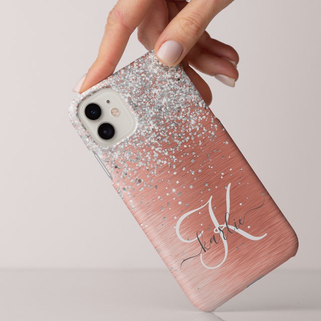 Rose Gold Hübsch Girl Silver Glitzer Funkelnd iPhone 14 Pro Max Hülle (Von Creator hochgeladen)