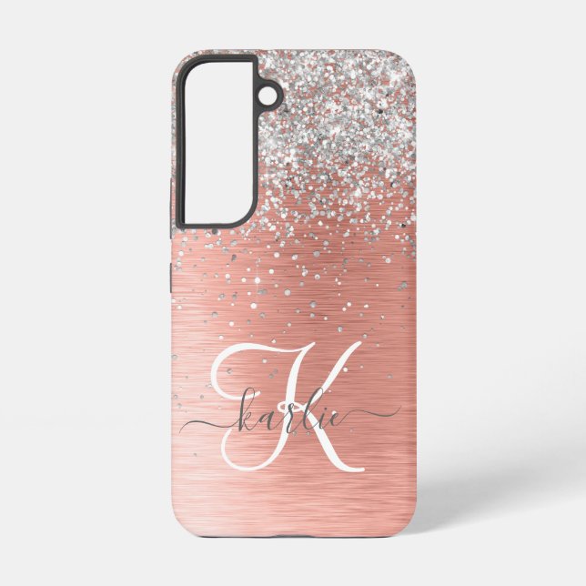 Rose Gold Hübsch Girl Silver Glitzer Funkelnd Samsung Galaxy Hülle (Rückseite)