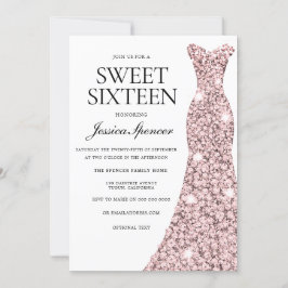 Rose Gold & Hübsches Kleid Sweet 16 Einladung