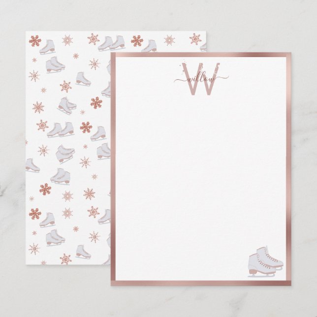 Rose Gold Ice Skate Rosa Skaten Kinder Mitteilungskarte (Vorne/Hinten)